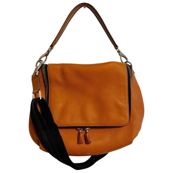 Anya Hindmarch Maxi Leather Large Shoulder Bag Crossbody Hobo Top Handle Orange - Picture 15 of 15